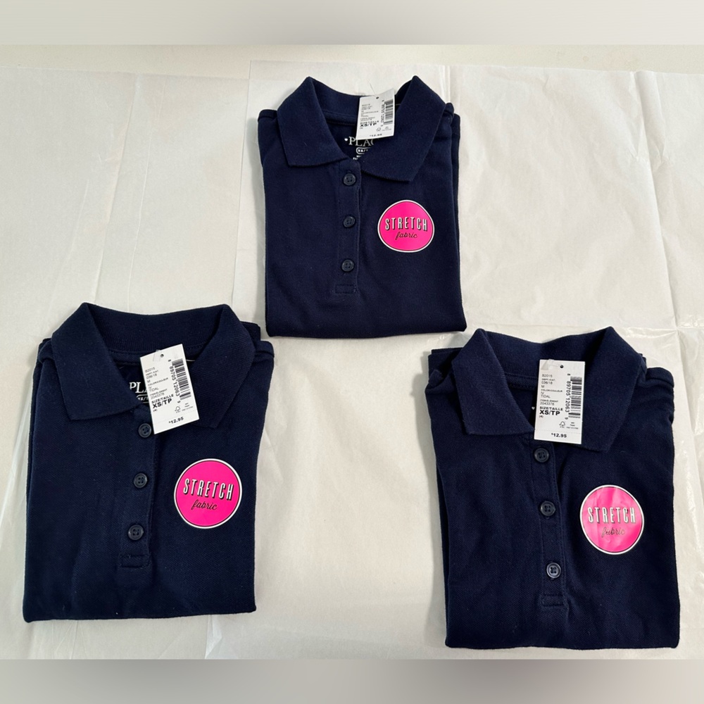 NWT Bundle of 3- Children’s Place Uniform Polo Shirt Girls Size XS 4